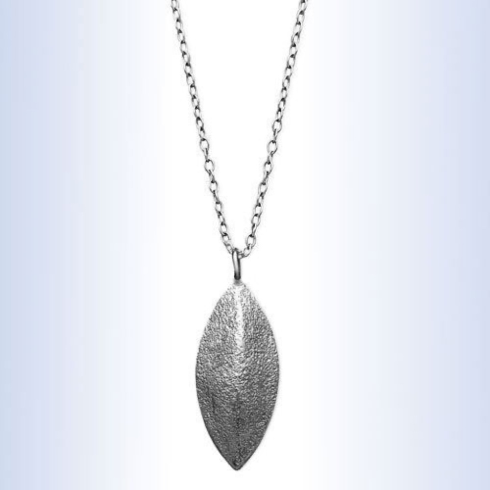 STUDIO SILVER Sterling Silver Glitter Texture Marquise Pendant Necklace